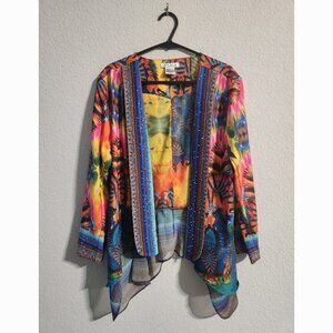 OO LALA Blazer Women’s Small Vibrant Colored Cardigan Rhinestones